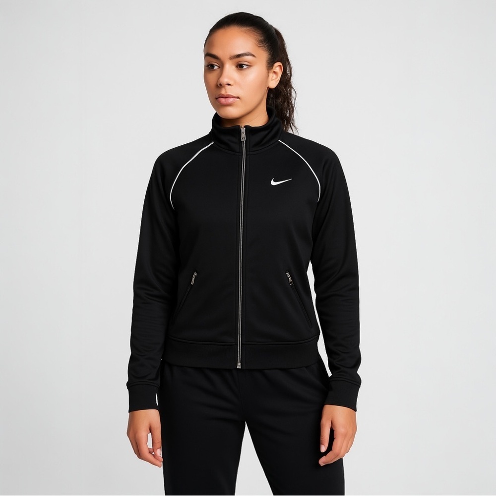 Vintage Nike Dri-Fit Track Jacket Zip Up Black & White